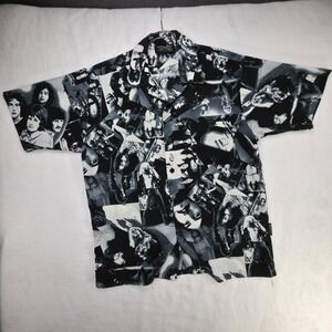 Led Zeppelin Dragonfly Shirt Mens Medium‎ All Over Photo Collage Button Up
